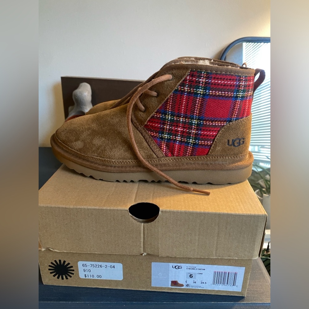 UGG Brown and Red Plaid Boots